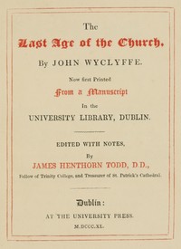 Cover of The last age of the church — Text and Context