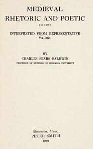 Cover of Medieval rhetoric and poetic to ...